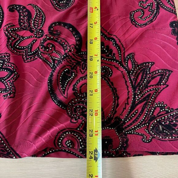 JM Collection‎ Womens Blouse PL Red/Black Velvet Beaded Paisley dark academia - Picture 5 of 8